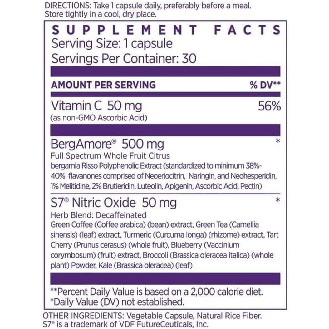 NAOMI Italian Citrus Bergamot plus Nitric Oxide Boost, Supports Healthy Cholesterol & Blood Pressure in Normal Range, 30-Day Supply