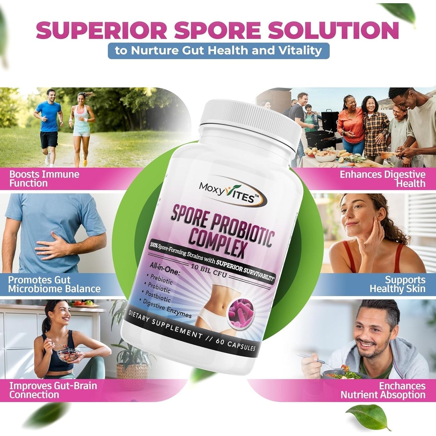 Spore Probiotic Complex - All in One Prebiotics and Probiotics for Digestive Health