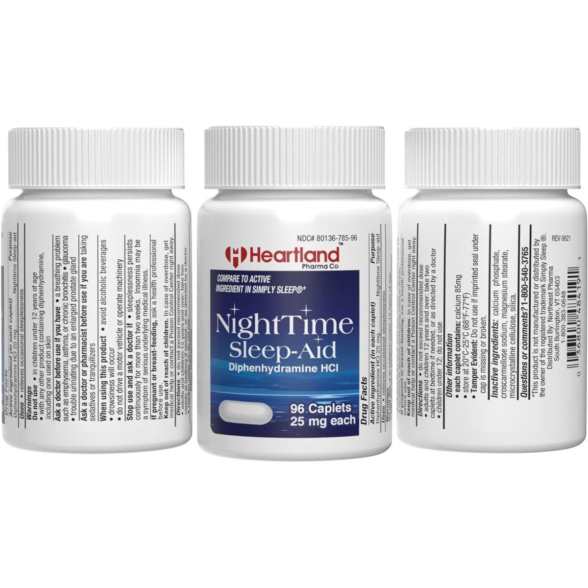 Diphenhydramine HCI 25Mg - Sleep Aid Relief Caplets 96 Count - Suppviv