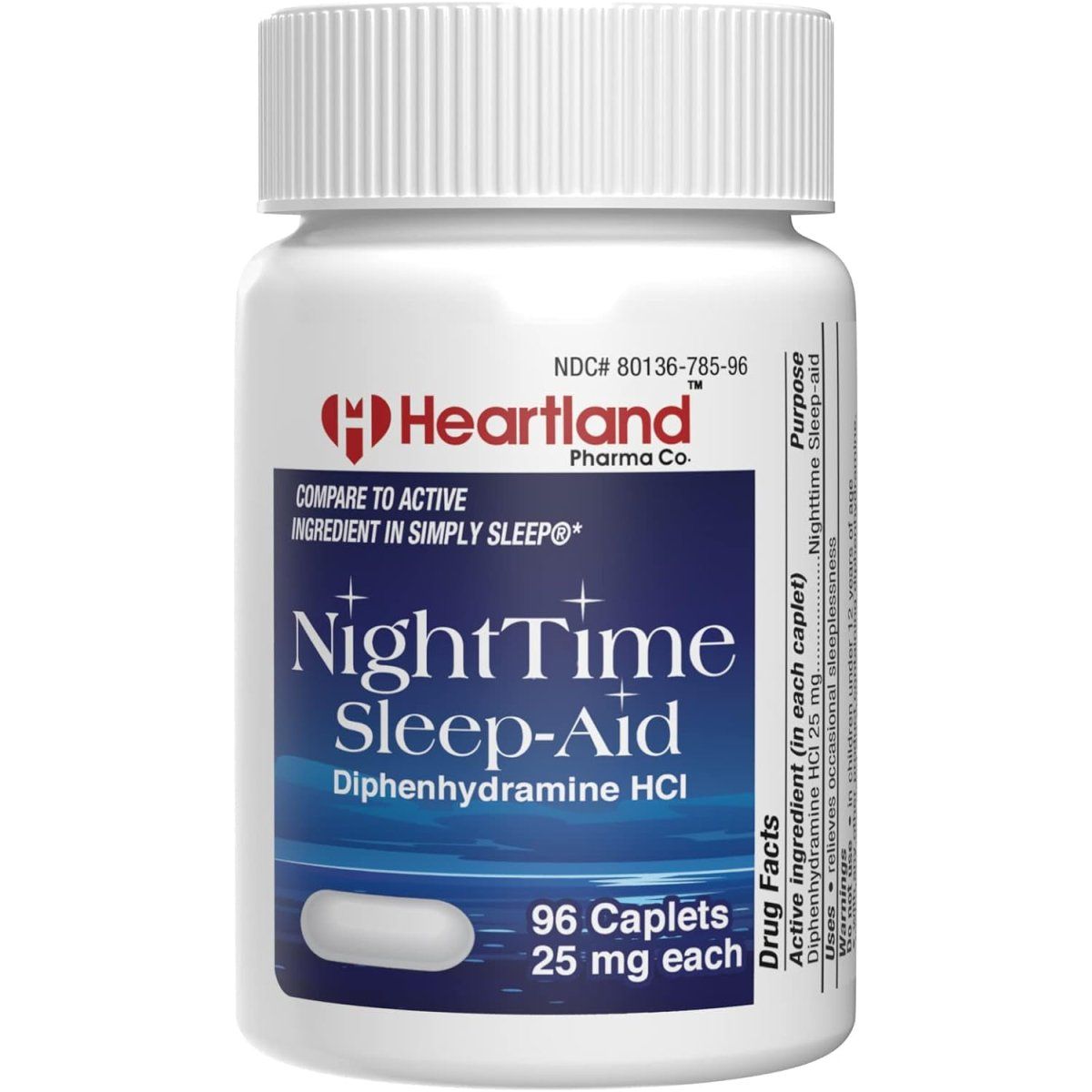 Diphenhydramine HCI 25Mg - Sleep Aid Relief Caplets 96 Count - Suppviv