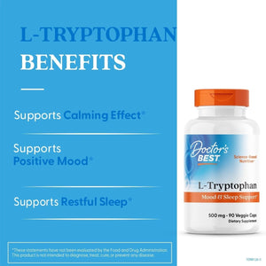 Doctor'S Best L - Tryptophan & Helps Sleep, Healthy Mood & Behavior 90 Count - Suppviv