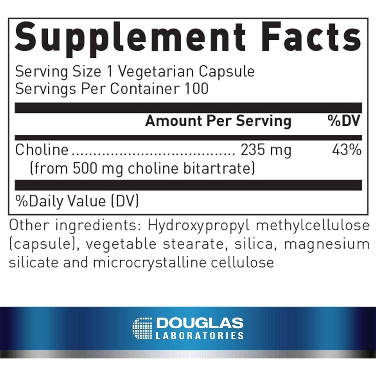 Douglas Laboratories Choline Bitartrate | Nootropic Supplement | 100 Capsules - Suppviv