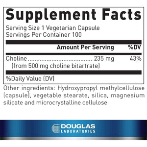 Douglas Laboratories Choline Bitartrate | Nootropic Supplement | 100 Capsules - Suppviv