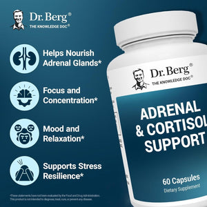 Dr. Berg Adrenal & Cortisol Capsules - Adrenal Supplement & Cortisol Manager - 60 Capsules - Suppviv
