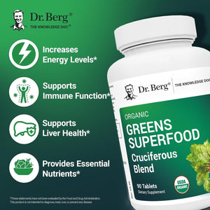Dr. Berg'S Greens Superfood Cruciferous Vegetable Tablets (90 Tablets) - Suppviv