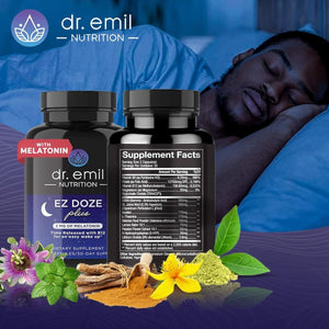 DR. EMIL NUTRITION EZ Doze plus Natural Sleep Aid with Melatonin (60 Capsules) - Suppviv