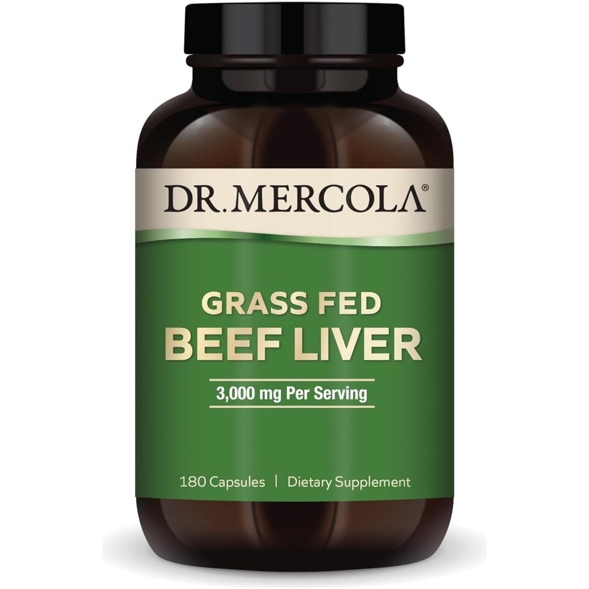 Dr. Mercola Grass Fed Beef Liver Dietary Supplement (180 Capsules), 3,000 Mg per Serving - Suppviv