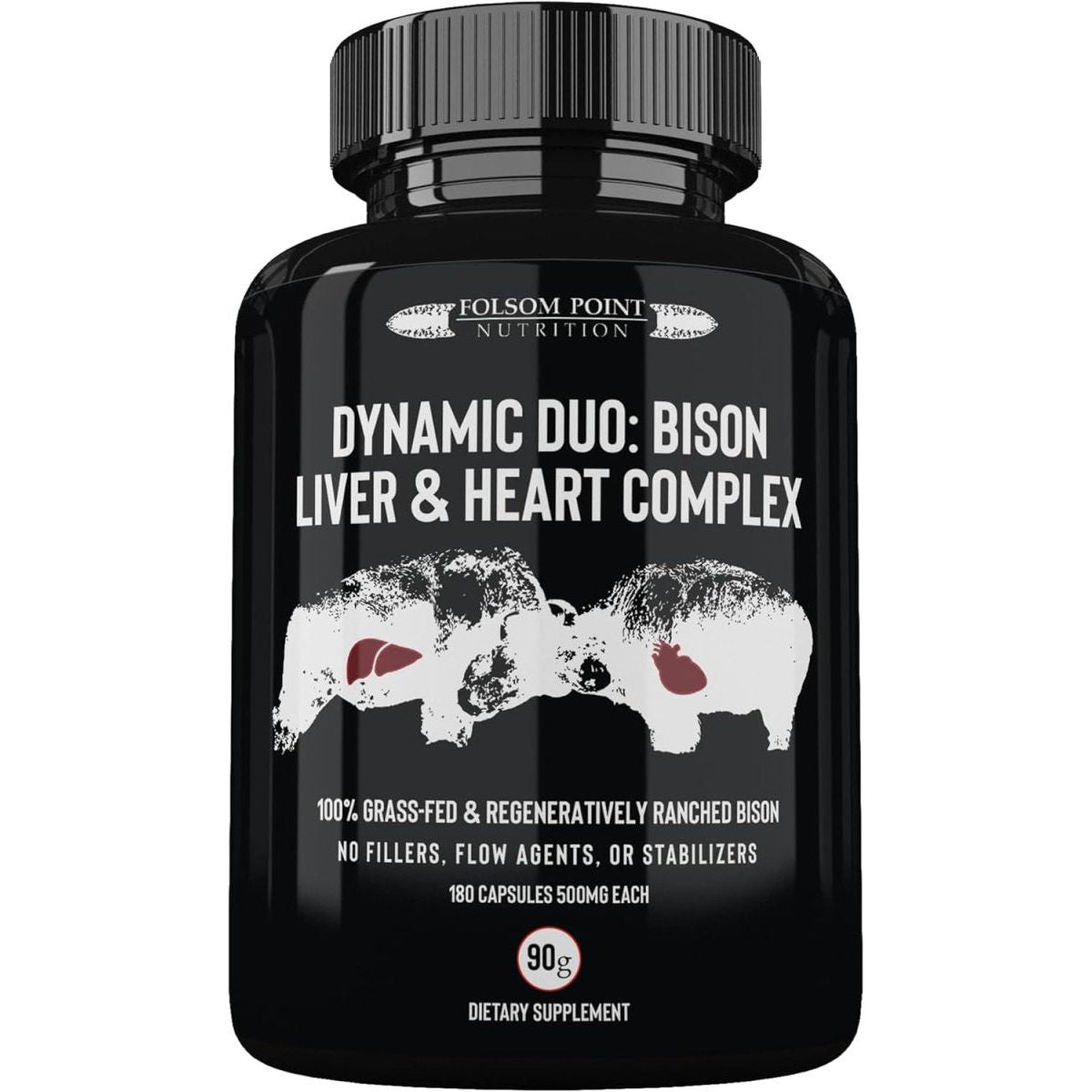 Dynamic Duo: 100% Grass - Fed Bison Liver & Heart Complex Supplement 1 PACK - Suppviv
