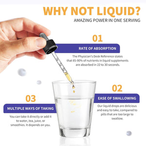 Glucosamine Chondroitin MSM Liquid Drops-W/ Turmeric Boswellia Quercetin Bromelain-Vegan,