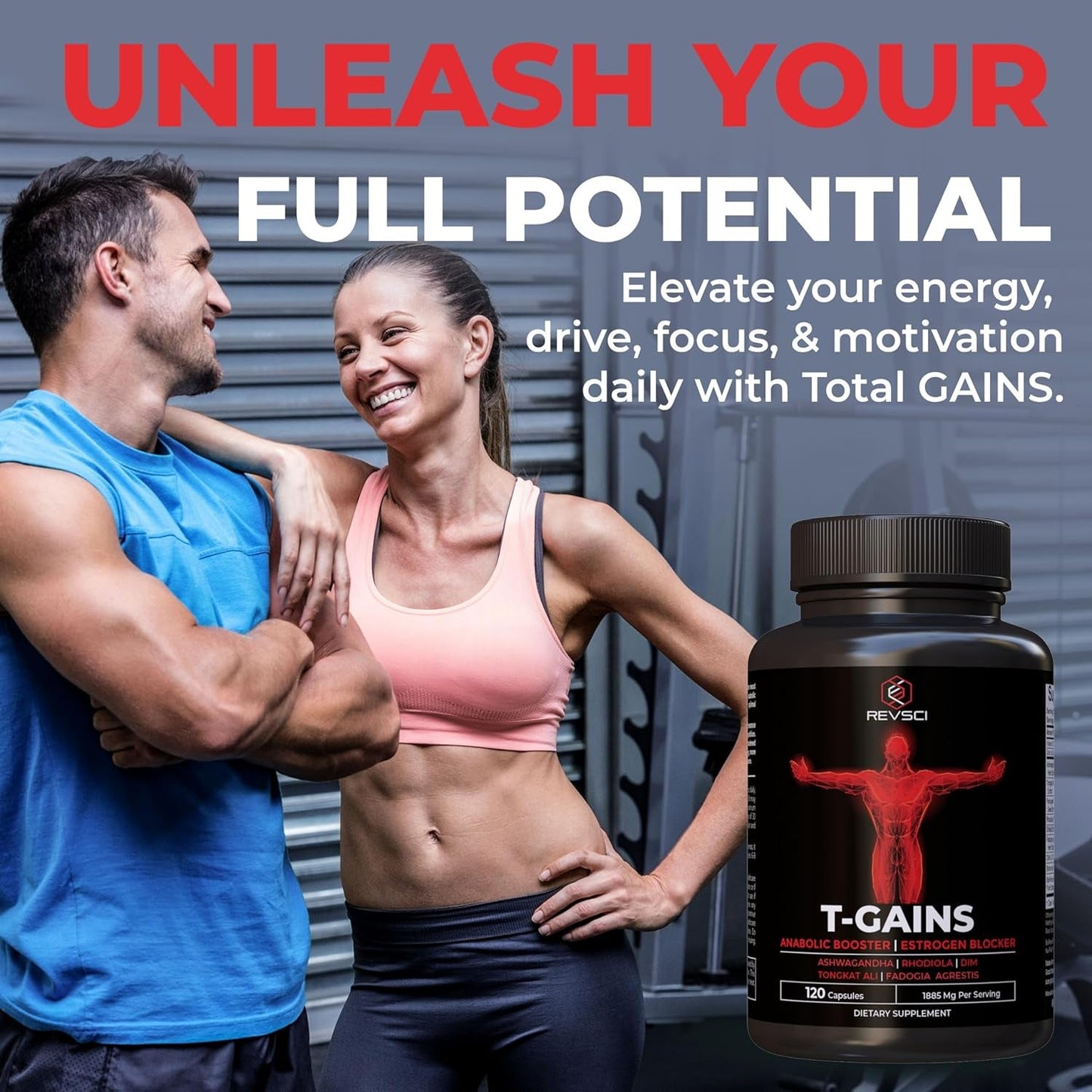 Anabolic Booster & Muscle Builder for Men, Total GAINS Muscle Growth & Estrogen Blocker 120 Count