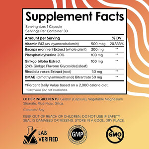 Vital Vitamins Nootropic Brain Supplement - for Memory, Focus, Clarity, & Energy - 30 Capsules