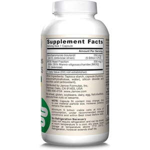 Jarrow Formulas Saccharomyces Boulardii Probiotics + MOS 5 Billion CFU Probiotic Yeast for Intestinal Health Support, 90 Capsules