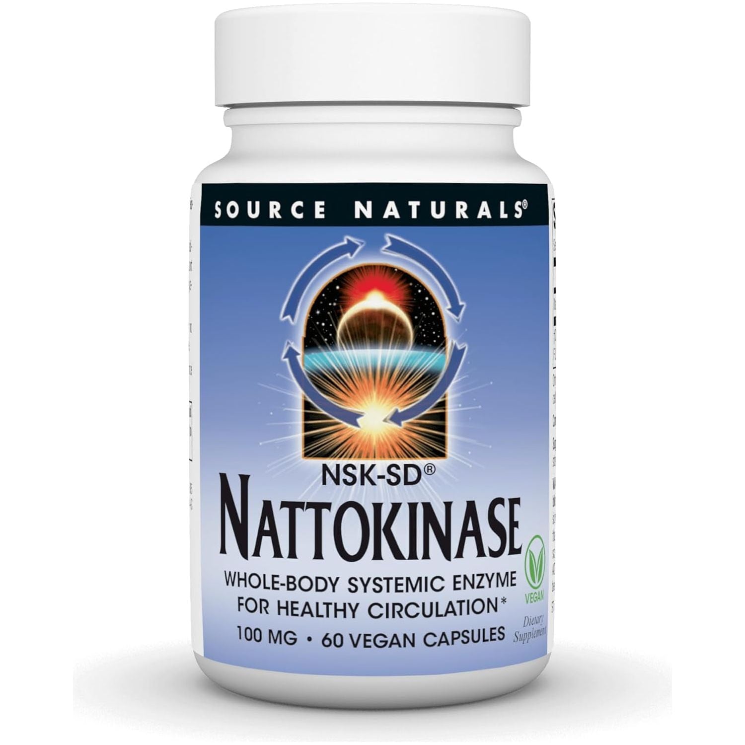 Source Naturals NSK-SD Nattokinase, Systemic Enzyme for Healthy Circulation* 100Mg - 60 Vegan Capsules