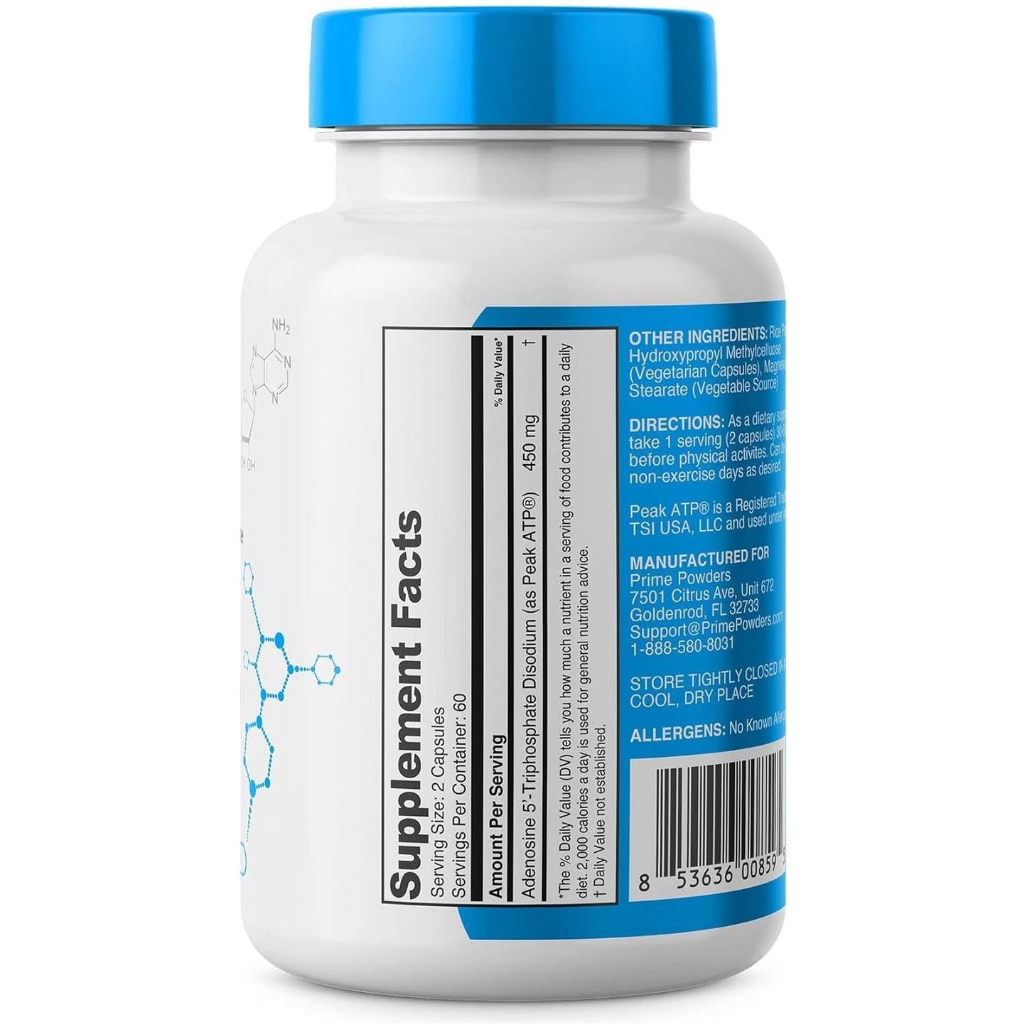 ATP Capsules - 120 Capsules - Adenosine Triphosphate Disodium - 400Mg