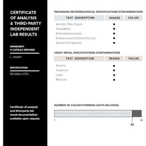 Toniiq 50 Billion CFU Lactobacillus Reuteri Probiotic 50Mg - Highest CFU Count - 60 Servings