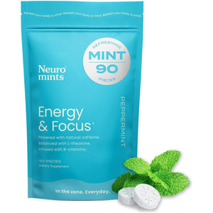 Neurogum Energy Caffeine Mints - Nootropic Energy & Focus Supplement (90 Pieces)