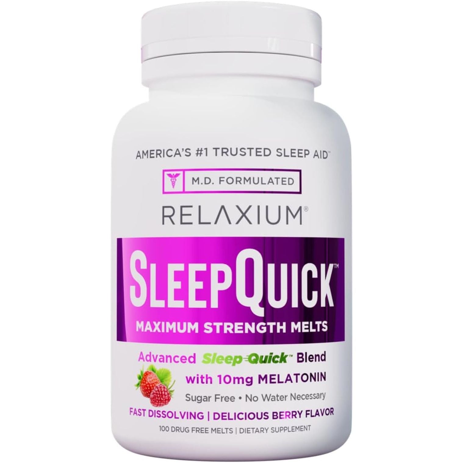 Relaxium Sleep Quick Maximum Strength Melts & Berry Flavor 100 Servings