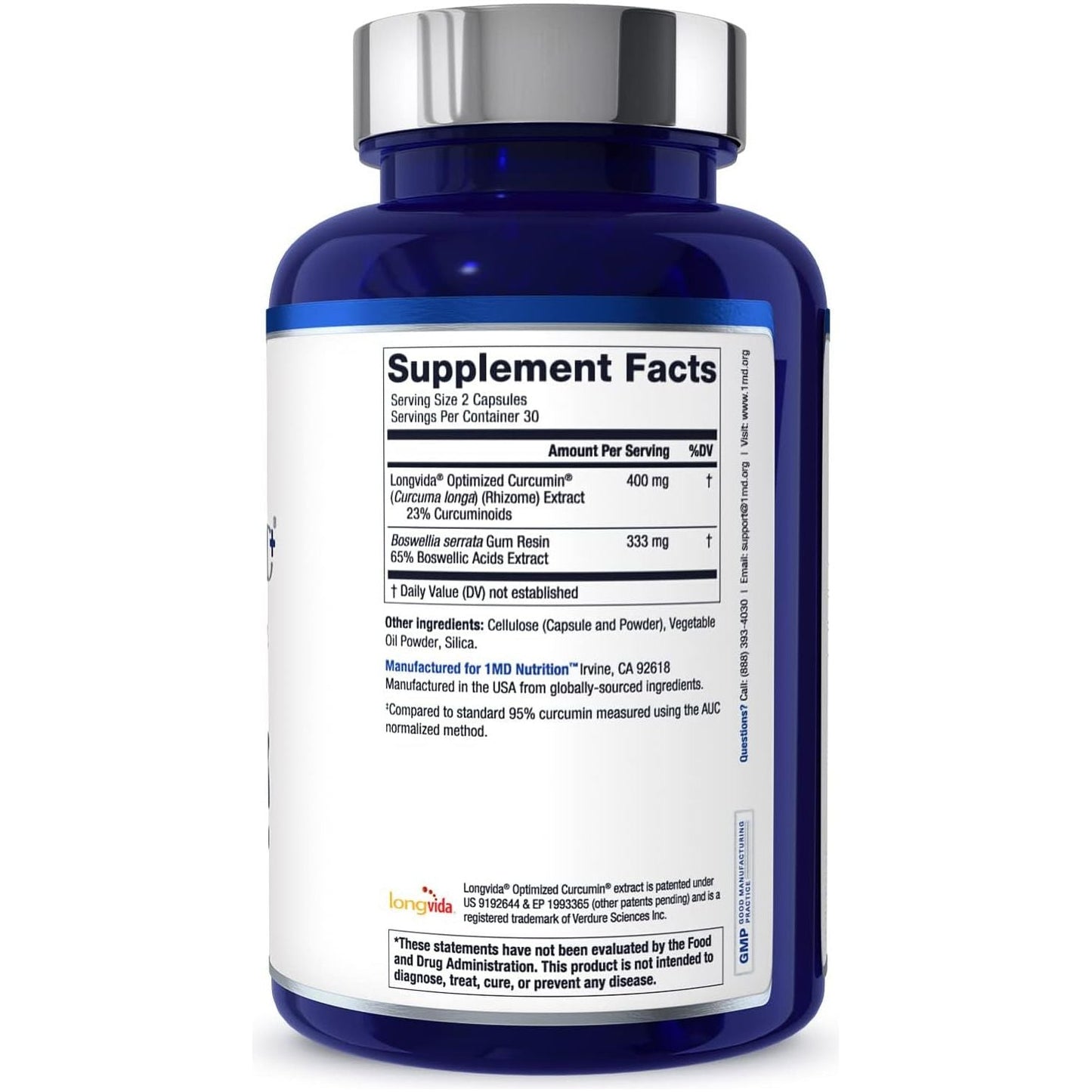 1MD Nutrition Curcuminmd plus - Joint Stiffness, Muscle Recovery, and Mood Support | 60 Capsules