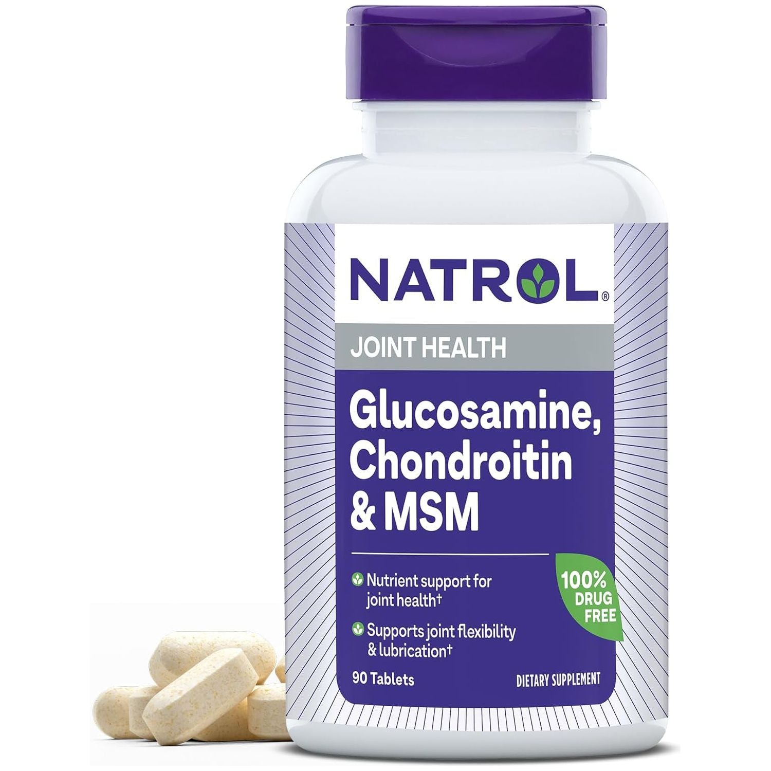 Natrol Glucosamine, Chondroitin and MSM, Dietary Supplement, Joint Health Supplement for Adults, 90 Tablets, 30 Servings