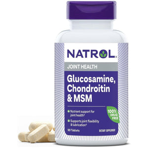 Natrol Glucosamine, Chondroitin and MSM, Dietary Supplement, Joint Health Supplement for Adults, 90 Tablets, 30 Servings