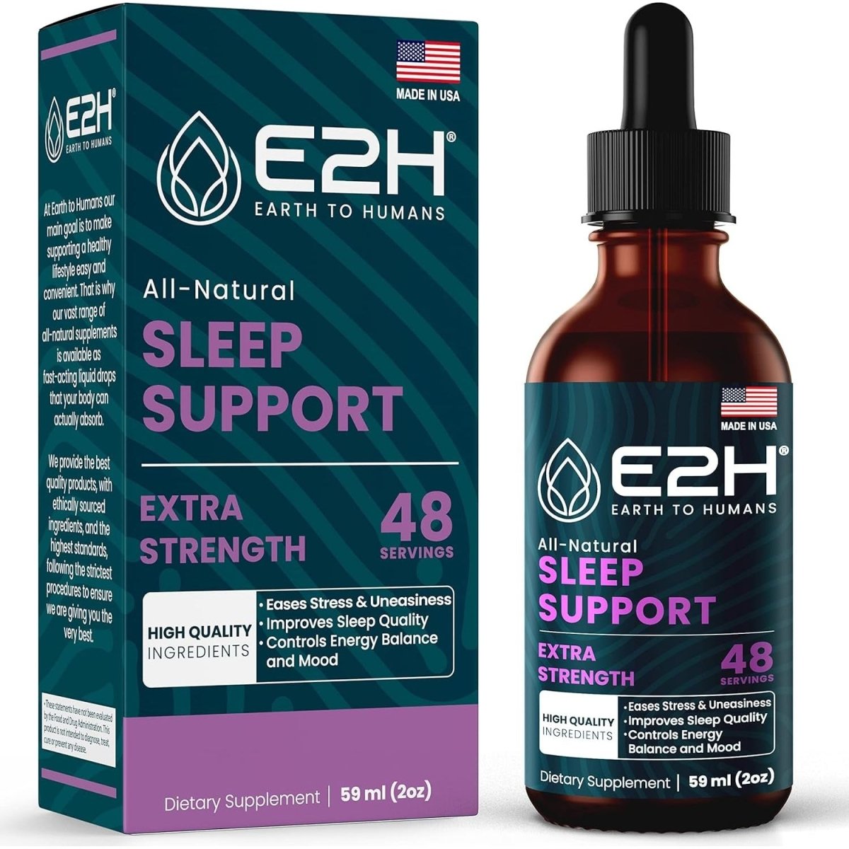 E2H Natural Sleep Support - Liquid Melatonin 2 Fl Oz - Suppviv