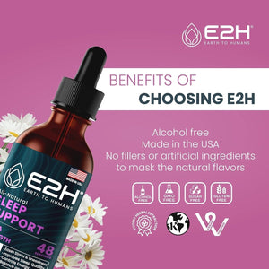 E2H Natural Sleep Support - Liquid Melatonin 2 Fl Oz - Suppviv