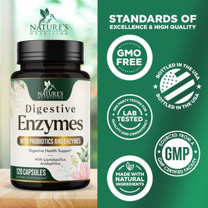 Digestive Enzymes with Probiotics - Probiotic Multi Enzymes for Digestive Health and Bloating Relief 120 Capsules
