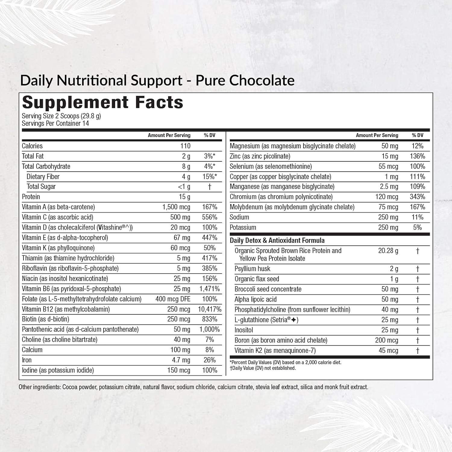 Equilife - Daily Nutritional Support, Organic and Plant Based Protein Powder, All-In-One Multivitamin (Pure Chocolate,14 Servings Tub)