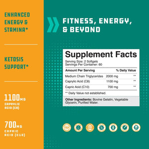 MCT Oil Keto Pills with Caprylic Acid Coconut Oil - for Body Sculpting Sustainable Energy Support and Brain Health