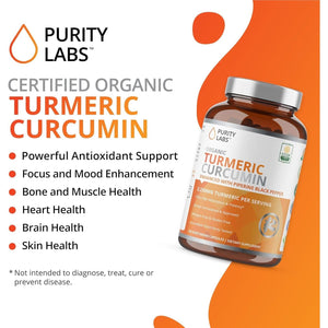 Organic Turmeric Curcumin with Black Pepper Bioperine 2,250 Mg - Antioxidant Joint Supplement, Muscle & Brain Support 120 Capsules