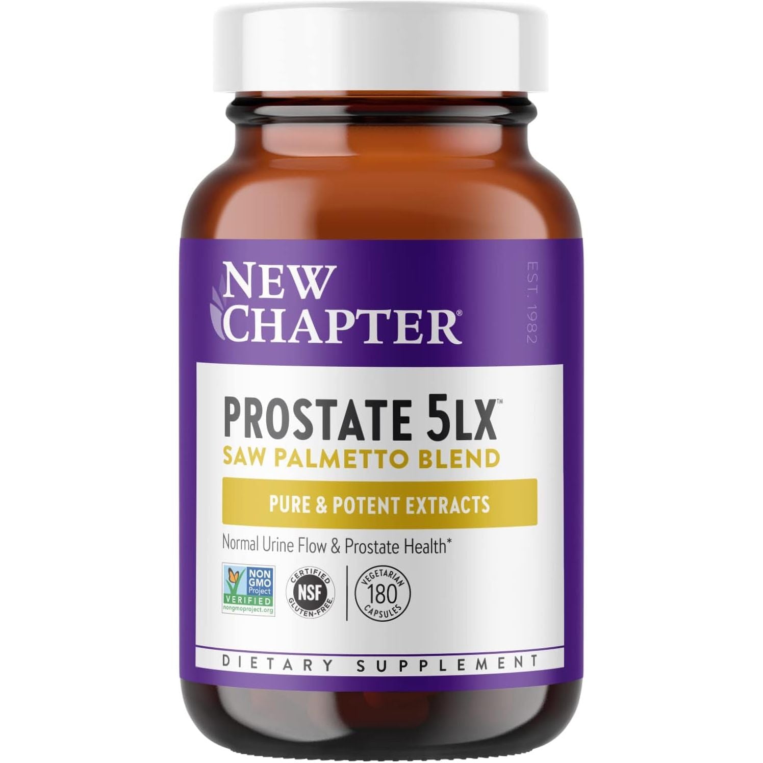 New Chapter Prostate Supplement - Prostate 5LX™ with Clinical Strength Saw Palmetto + Fermented Selenium for Men’S Wellness - 180 Capsule