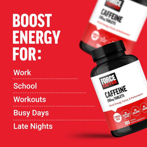 Force Factor Caffeine Pills 200Mg to Boost Energy, Focus, Strength, and Performance 100 Tablets