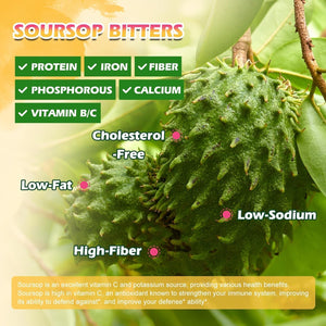 Soursop Bitters Liquid Drops with Irish Sea Moss, Black Seed Oil, Soursop Graviola Leaves Extract - Slowing Cell-Aging, Gut Cleanse, Detox & Immunity Health