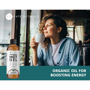 Kate Naturals MCT Oil for Coffee. Pure Coconut MCT C8 and C10 Oil (8Oz, Organic, Unflavored)