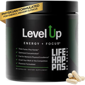 Life Happns Level up Energy and Focus Supplement 90 Capsules