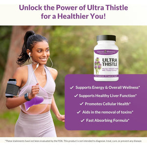 Natural Wellness Ultrathistle® Advanced Milk Thistle Liver Support - Herbal Liver Cleanse & Detox Supplement, 30-Day Supply