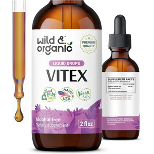 Wild & Organic Vitex Tincture - Liquid Chaste Tree Supplement for Mood Support - 2 Fl Oz