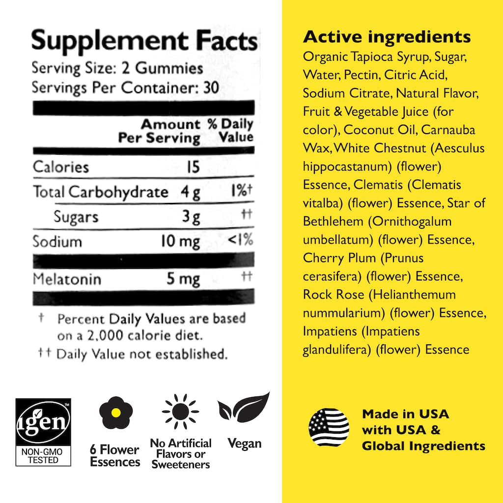 Bach RESCUE plus Melatonin Sleep Gummies Natural Strawberry Flavor 60 Count