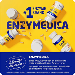 Enzymedica Glutenease, Digestive Enzymes for Food Intolerance, Offers Fast Acting Gas & Bloating Relief, 60 Count