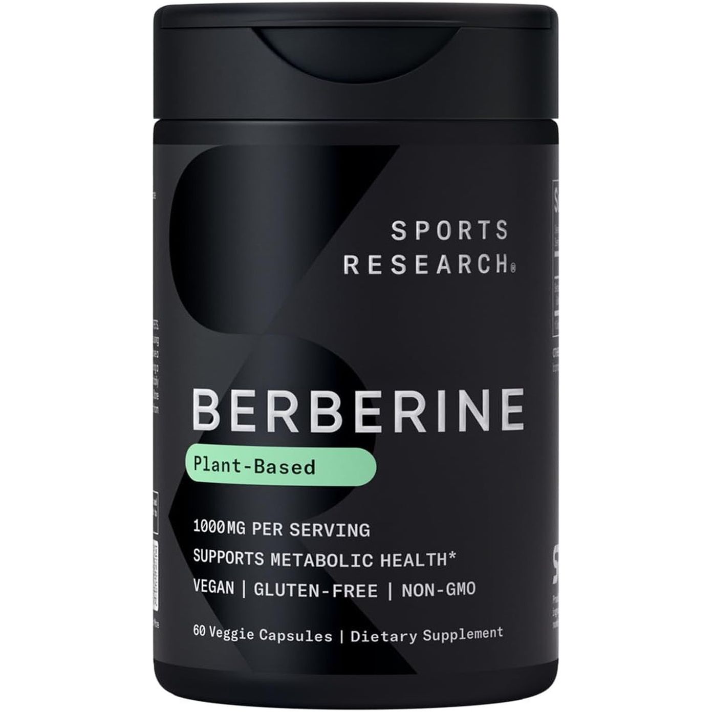 Sports Research Berberine - Herbal Ayurvedic Metabolic Health Support - 1000 Mg - 60 Capsules