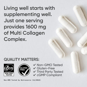 Sports Research Multi Collagen Pills (Type I, II, III, V, X) Hydrolyzed Collagen Peptides 90 Capsules