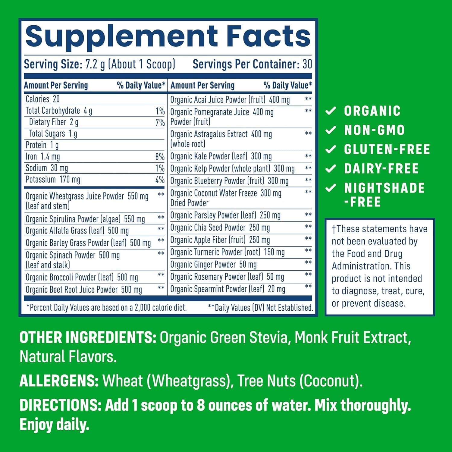 Nativepath Native Greens Superfood Powder - 30 Servings