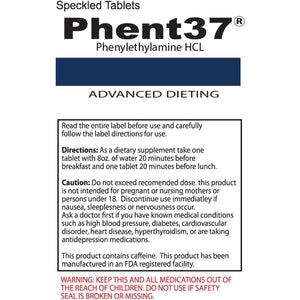 Phent37 - Advanced Phenylethylamine HCL Dietary Nutraceutical (60 Tablets)