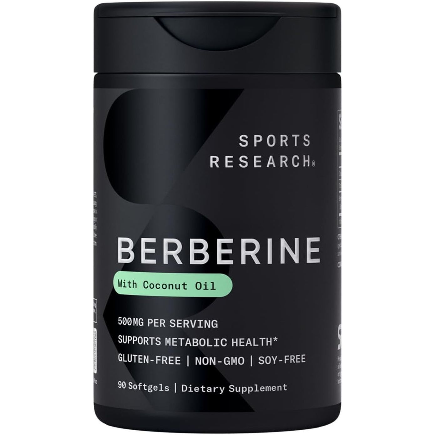 Sports Research Berberine Supplement with Coconut Oil - Herbal & Ayurvedic Metabolic Health Support - 90 Softgels