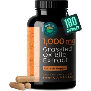 Grass-Fed Ox Bile Extract 1000Mg Bile Salts Supplements with Black Pepper. Supports Digestive Health - 180 Count