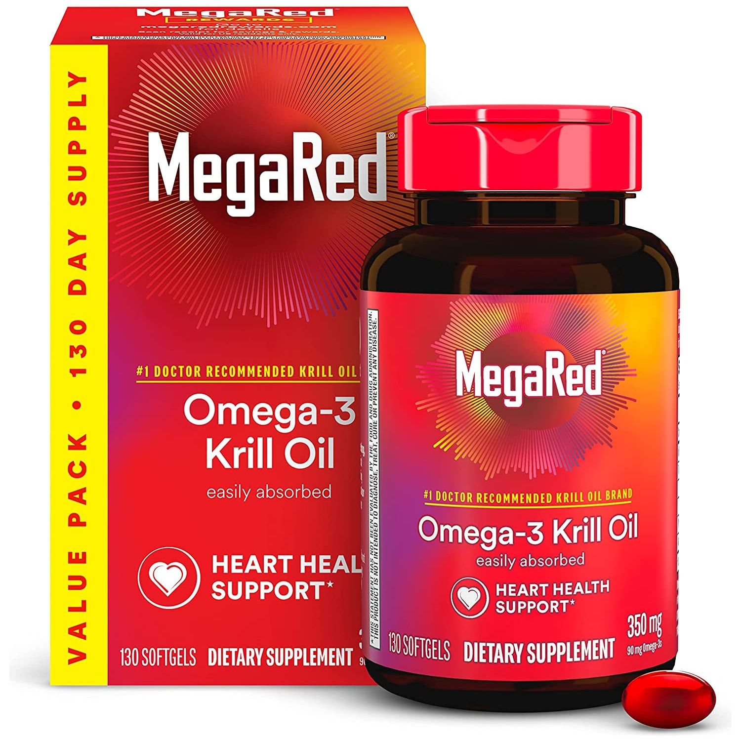 Megared - Omega-3 Krill Oil 350Mg Softgels (130 Count)