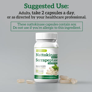 Nattokinase 2000 FU Serrapeptase 240000 SPU Supplement - 400Mg