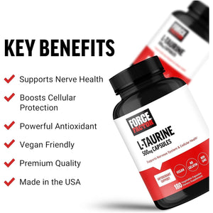 FORCE FACTOR Taurine Supplement 500Mg to Support Nervous System and Cellular Health 180 Vegetable Capsules