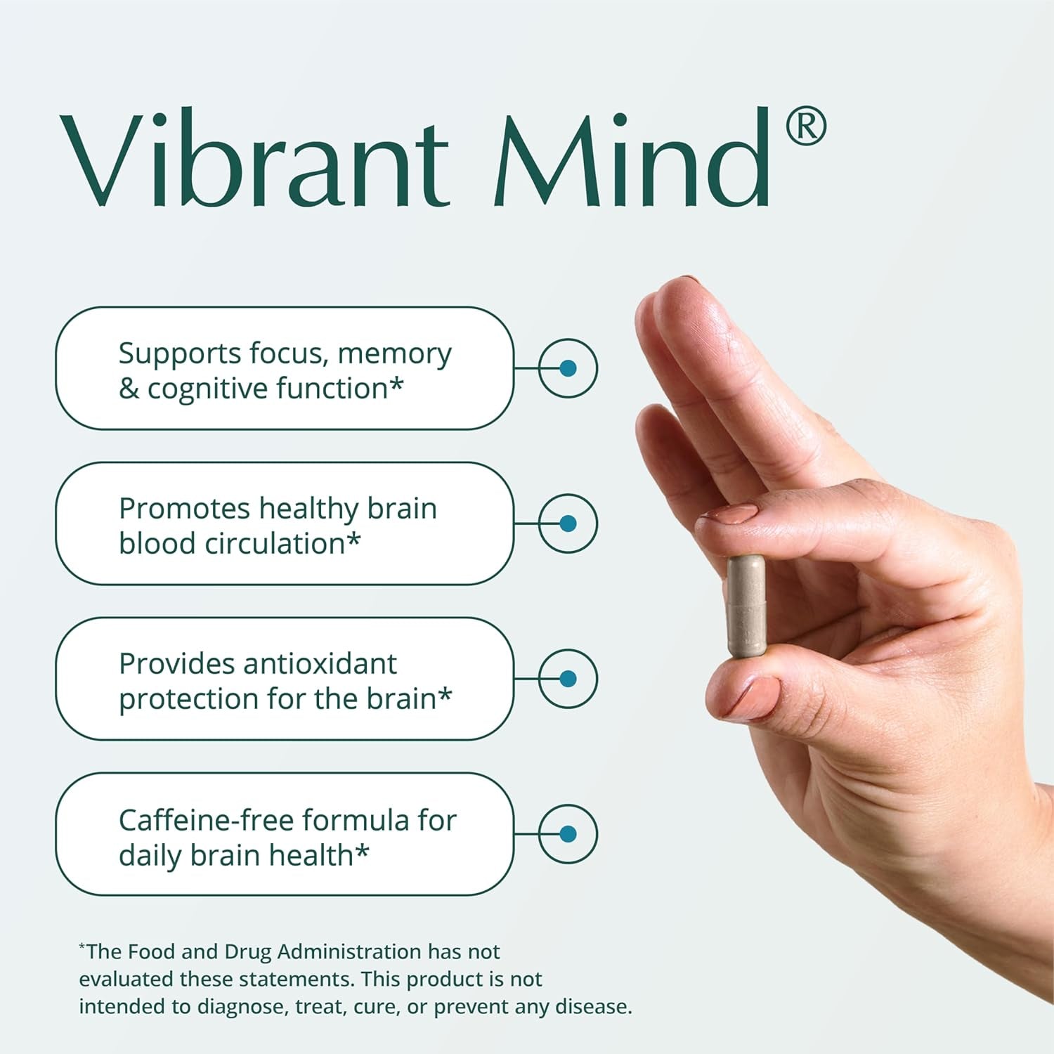 Natura Health Products Vibrant Mind - Nootropic Brain Supplement for Memory and Focus* (90 Capsules)