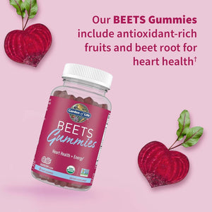 Garden of Life Organic Beet Root Gummies Made from Pectin with Antioxidants for Heart Health & Energy, Raspberry, 30 Servings